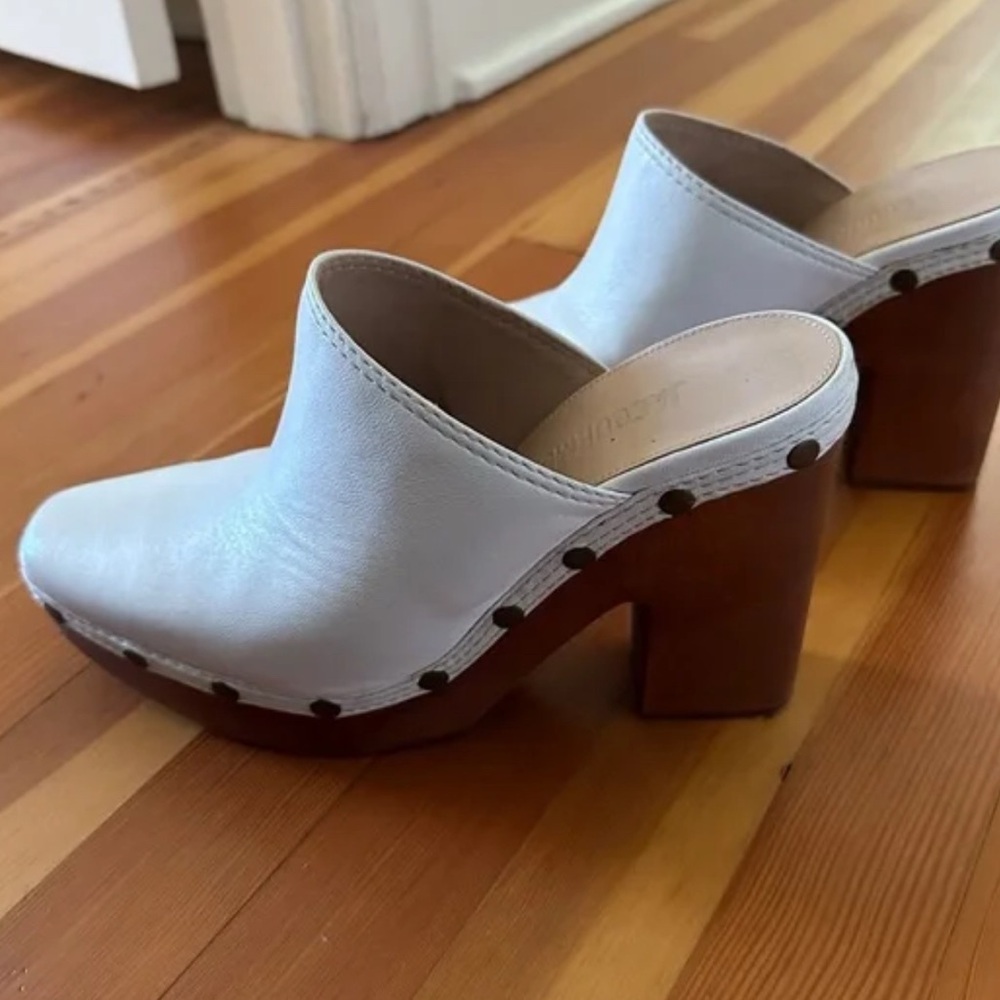 Jacquemus White Leather Mules with Wooden Heel
